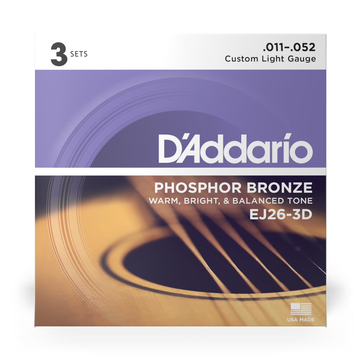 D'Addario EJ263D Phosphor Bronze 1152 Acoustic Guitar Strings, Custom