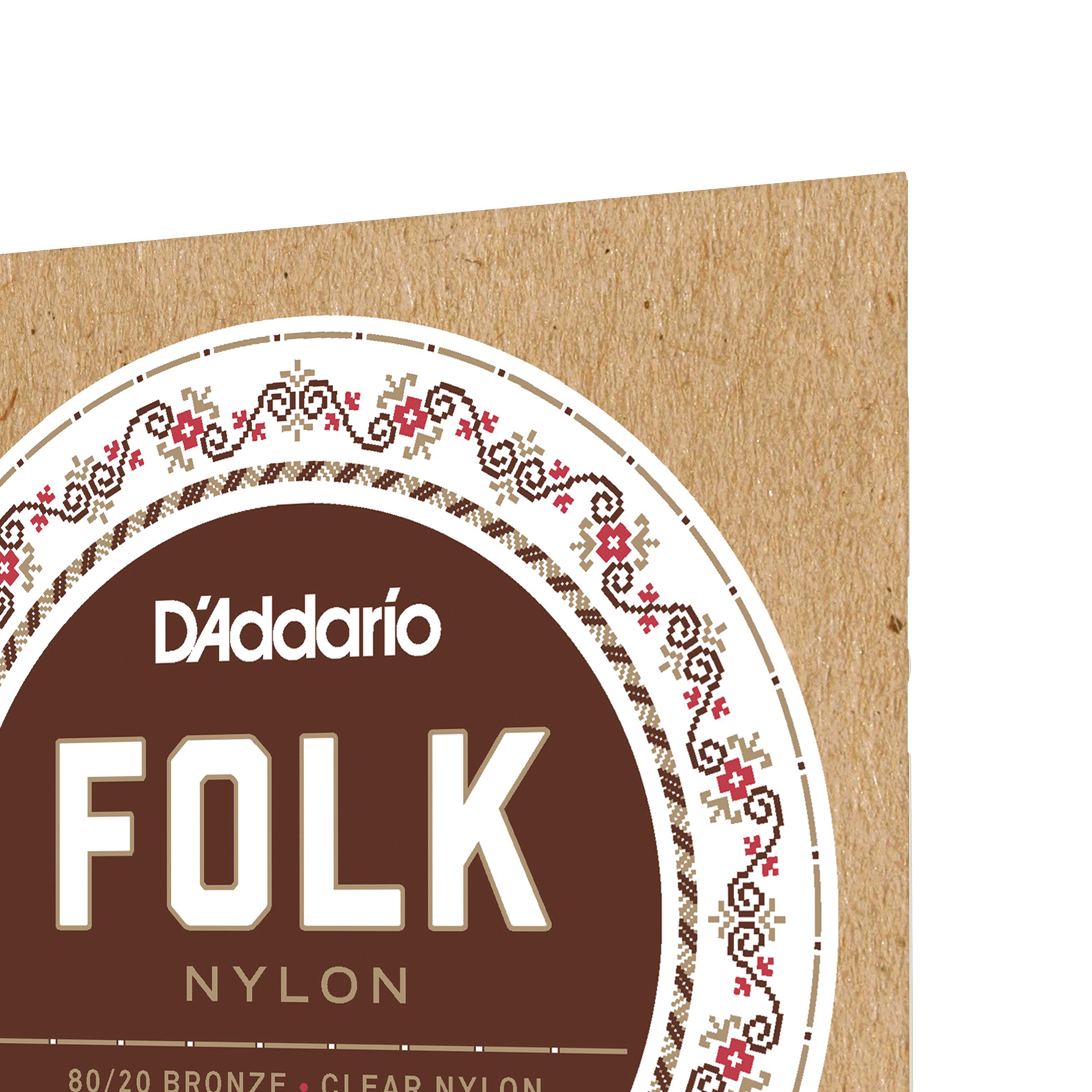 D'Addario EJ33 Folk Nylon 80/20 Bronze & Clear Nylon Acoustic Guitar Strings, Ball-End