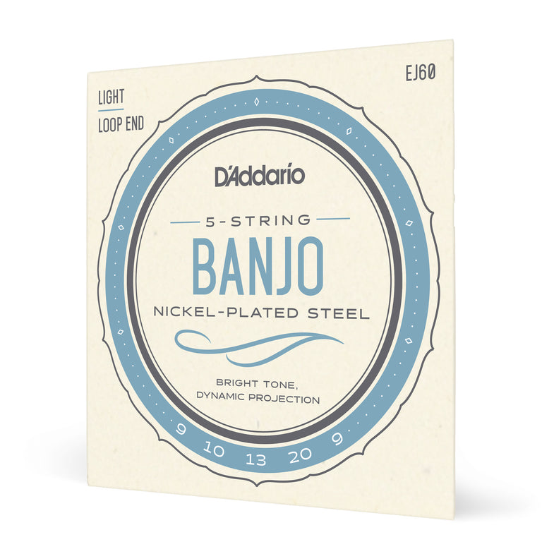 D'Addario EJ60 5-String Banjo, Nickel Wound, Loop End, 9-20 Light