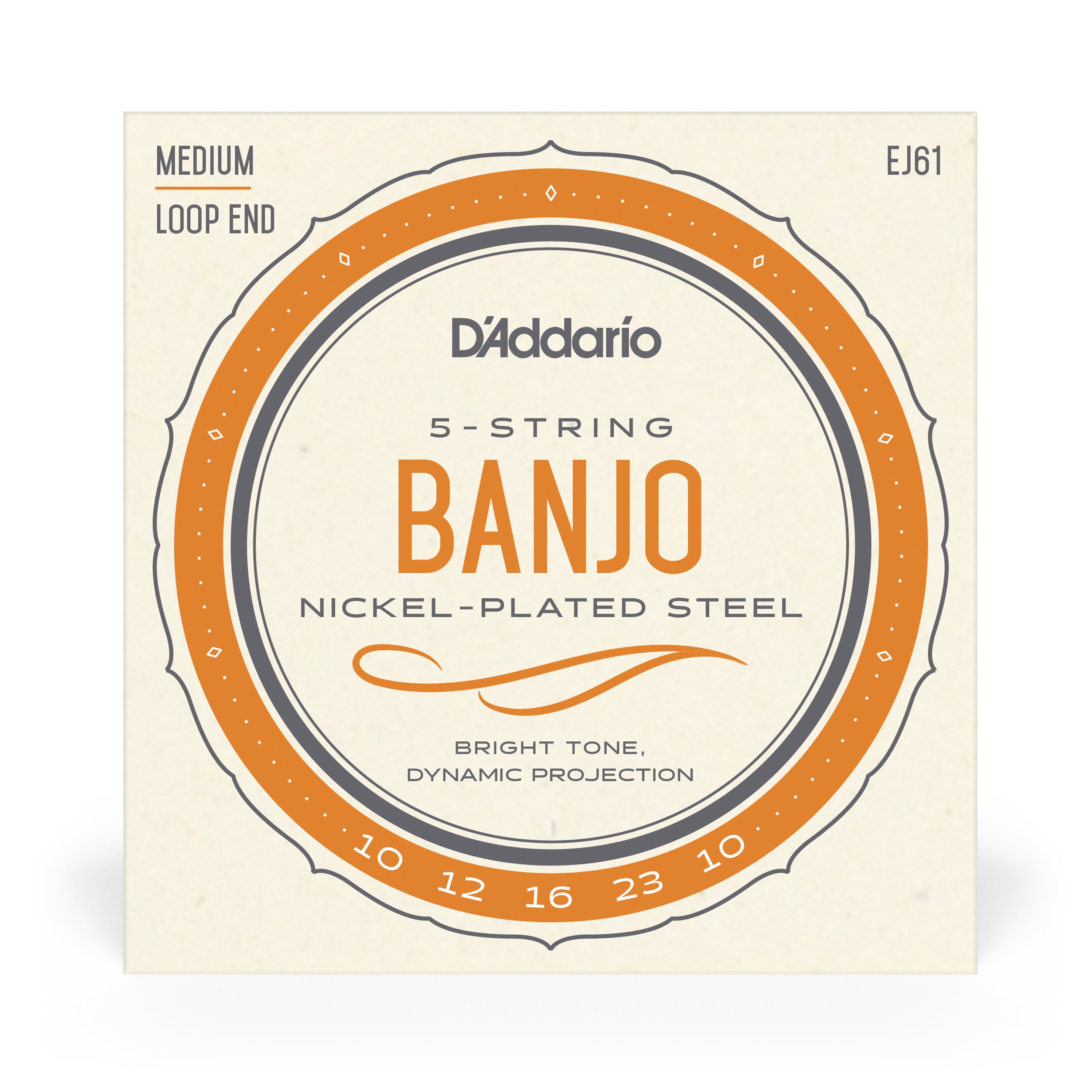 D'Addario EJ61 5-String Banjo Nickel Wound Loop End Strings - 10-23 Medium