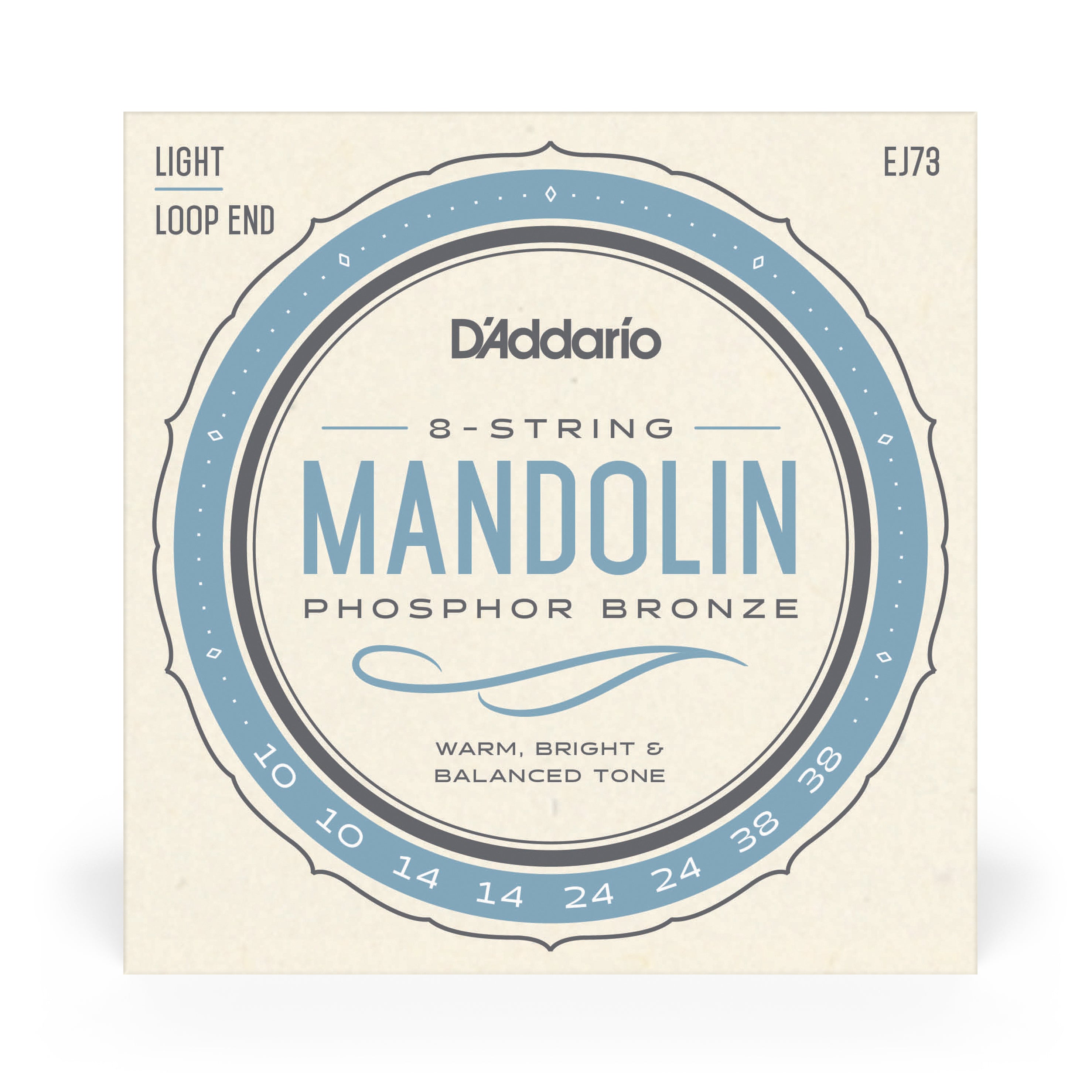 D'Addario EJ73 Phosphor Bronze 10-38 Mandolin Strings, Loop End