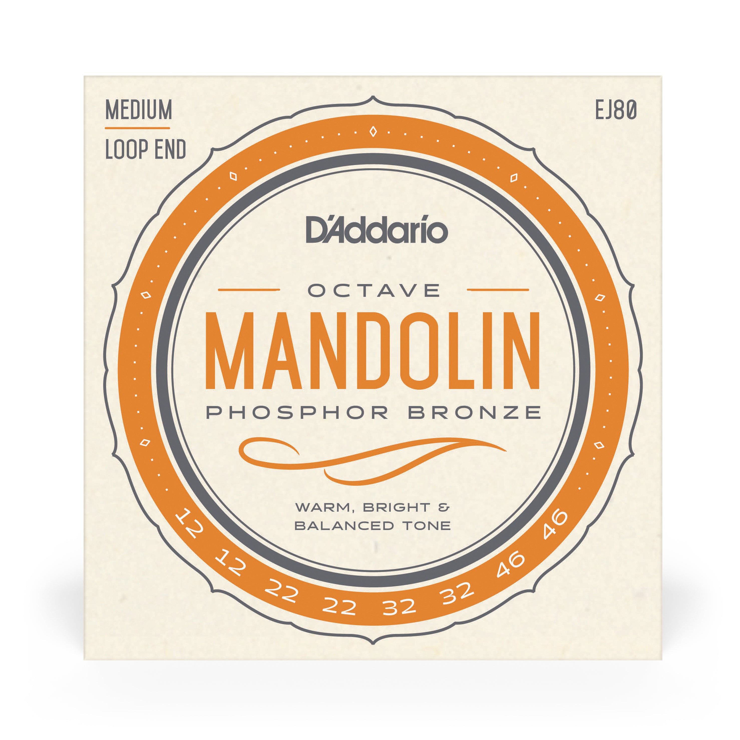 D'Addario EJ80 Phosphor Bronze 12-46 Octave Mandolin/Mandola Strings, Medium