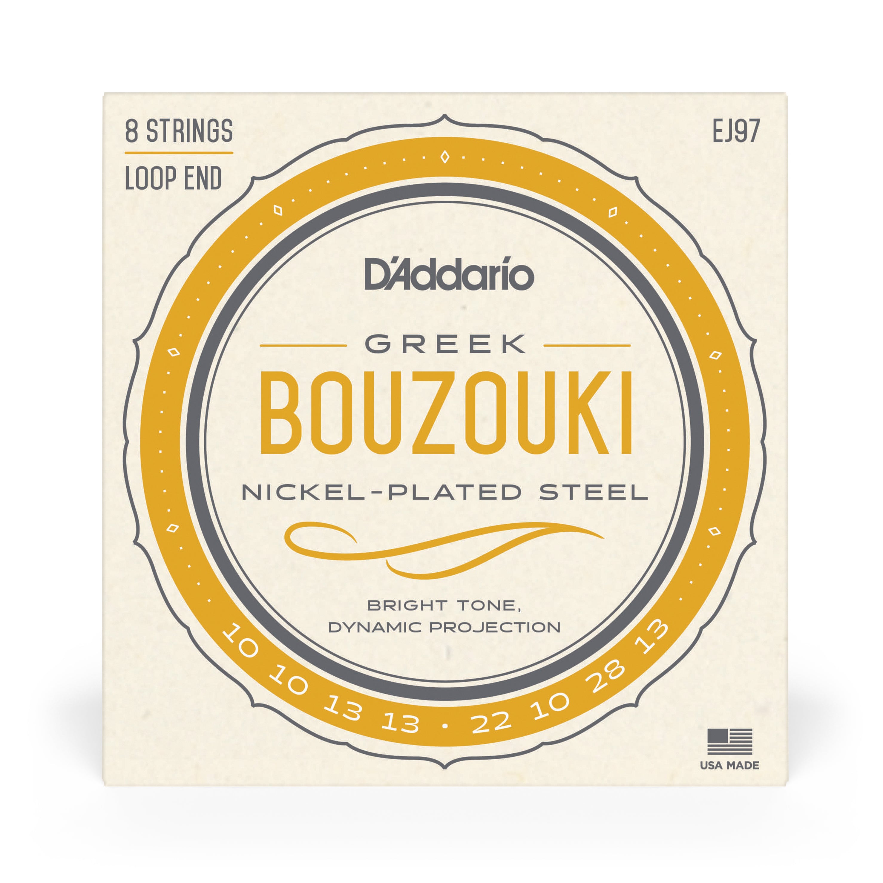D'Addario EJ97 Nickelplated Steel Wound Greek Bouzouki 10-28 Gauge Strings