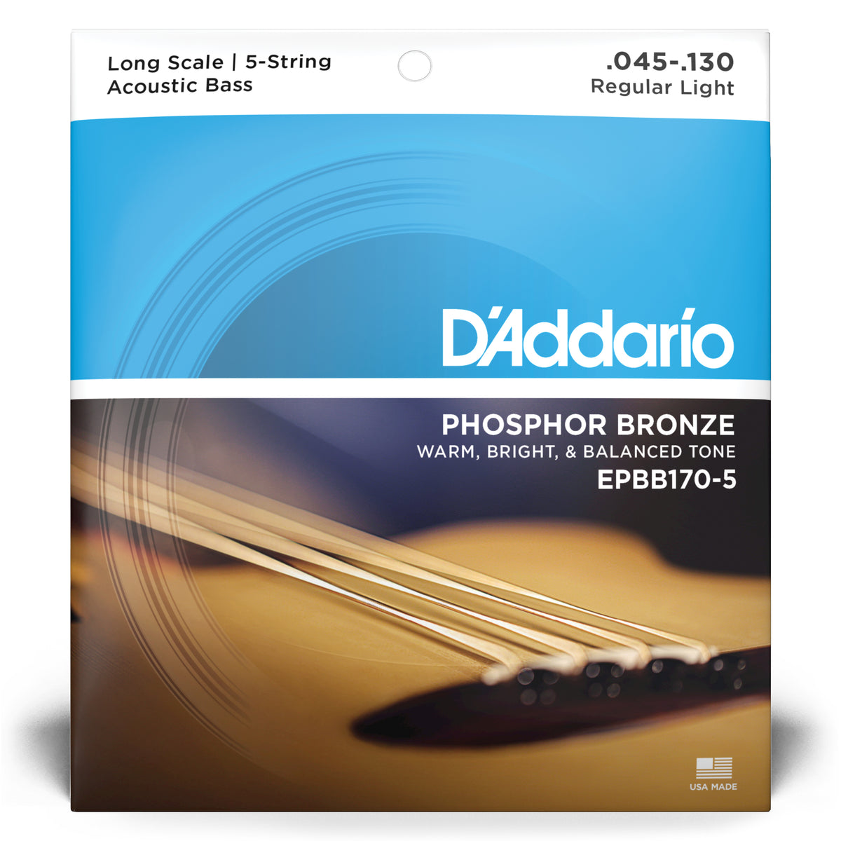 D'Addario Phosphor Bronze 45130 5String Acoustic Bass Guitar Strings Strings Direct