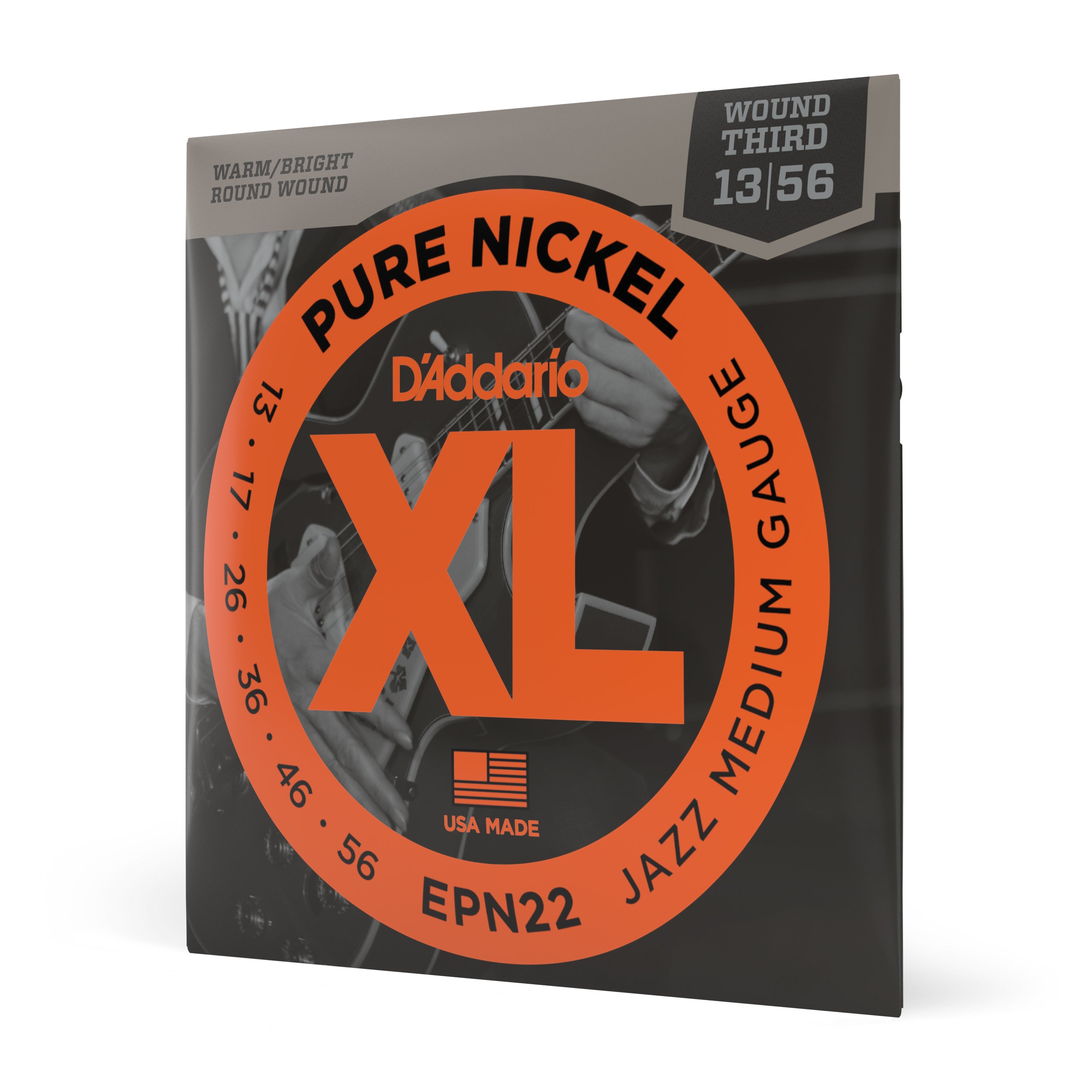 D'Addario Pure Nickel 13-56 Electric Guitar Strings, Jazz Medium