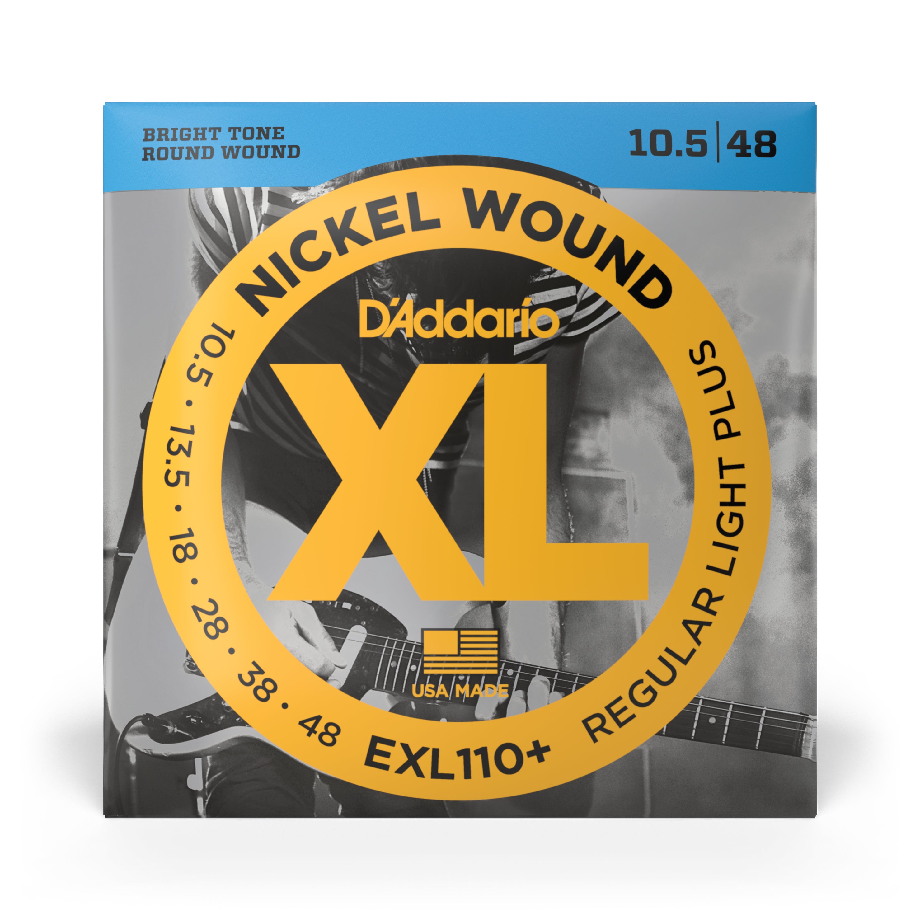 D'Addario EXL110+ Nickel Wound 10.5-48 Electric Guitar Strings, Regular-Plus