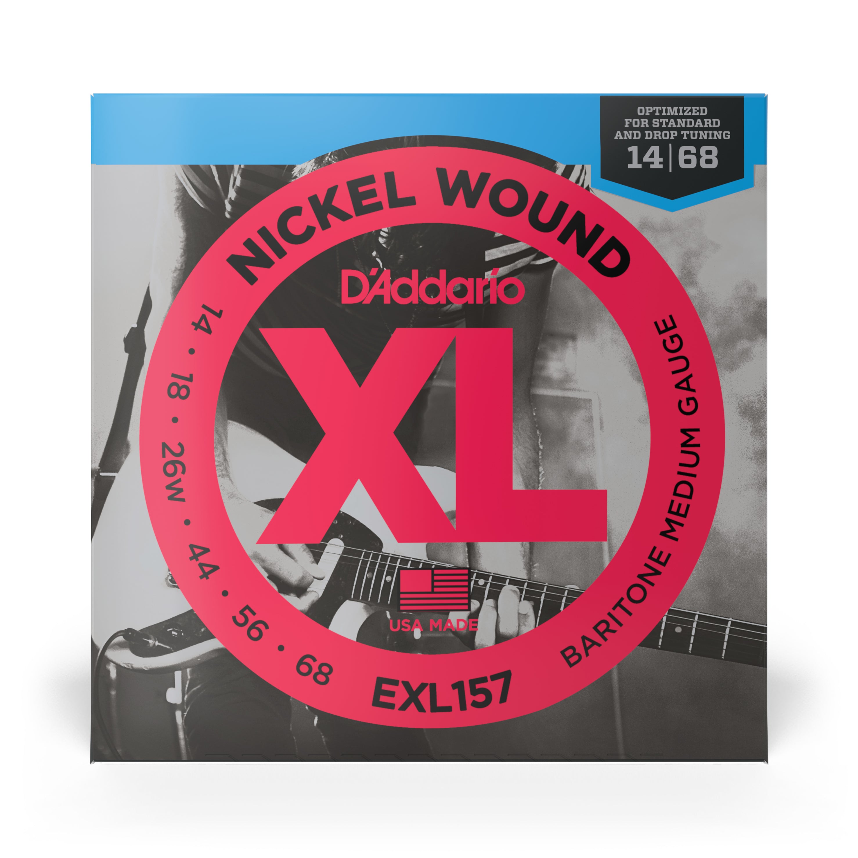 D'Addario EXL157 Nickel Wound 14-68 Baritone Electric Guitar Strings, Medium