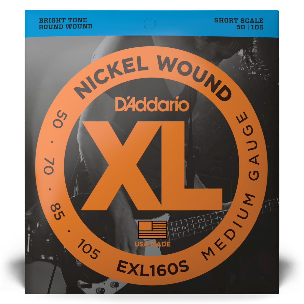 D'Addario XLSeries Nickel Wound 50105 Bass Guitar Strings, Short Sca