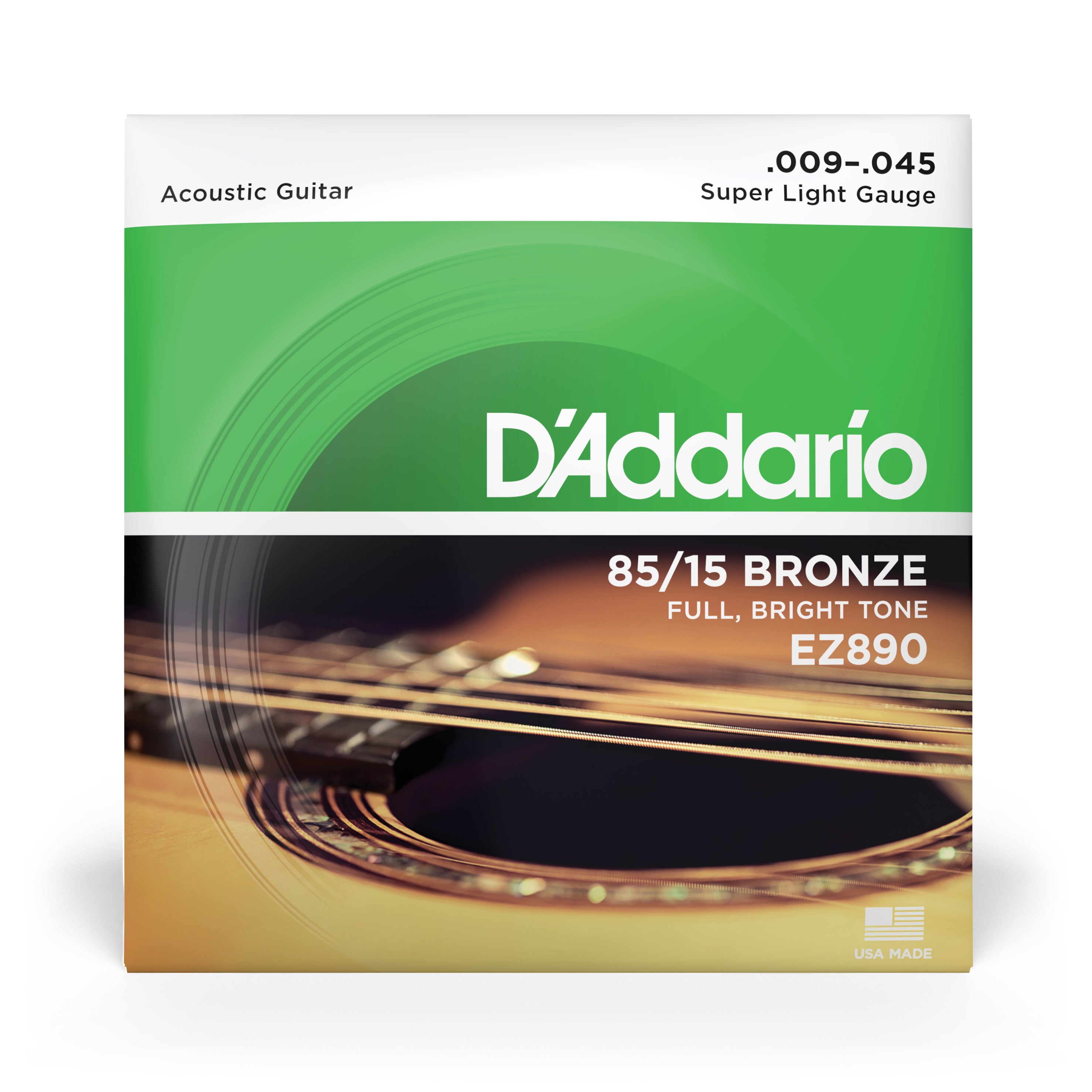 D'Addario EZ890 85/15 Bronze 9-45 Acoustic Guitar Strings, Super Light