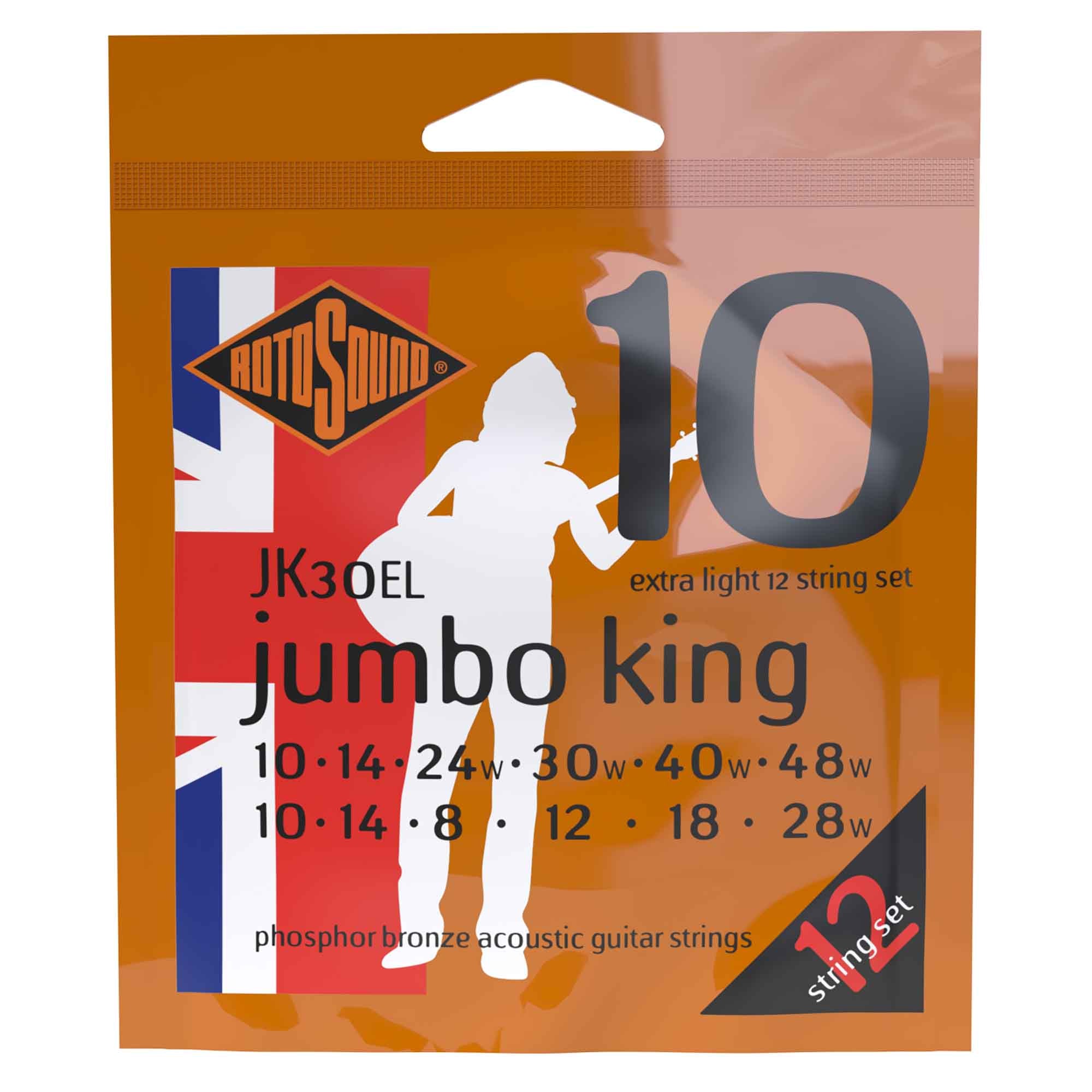 Rotosound Jumbo King Phosphor Bronze 12-String 10-48 Acoustic Guitar Strings