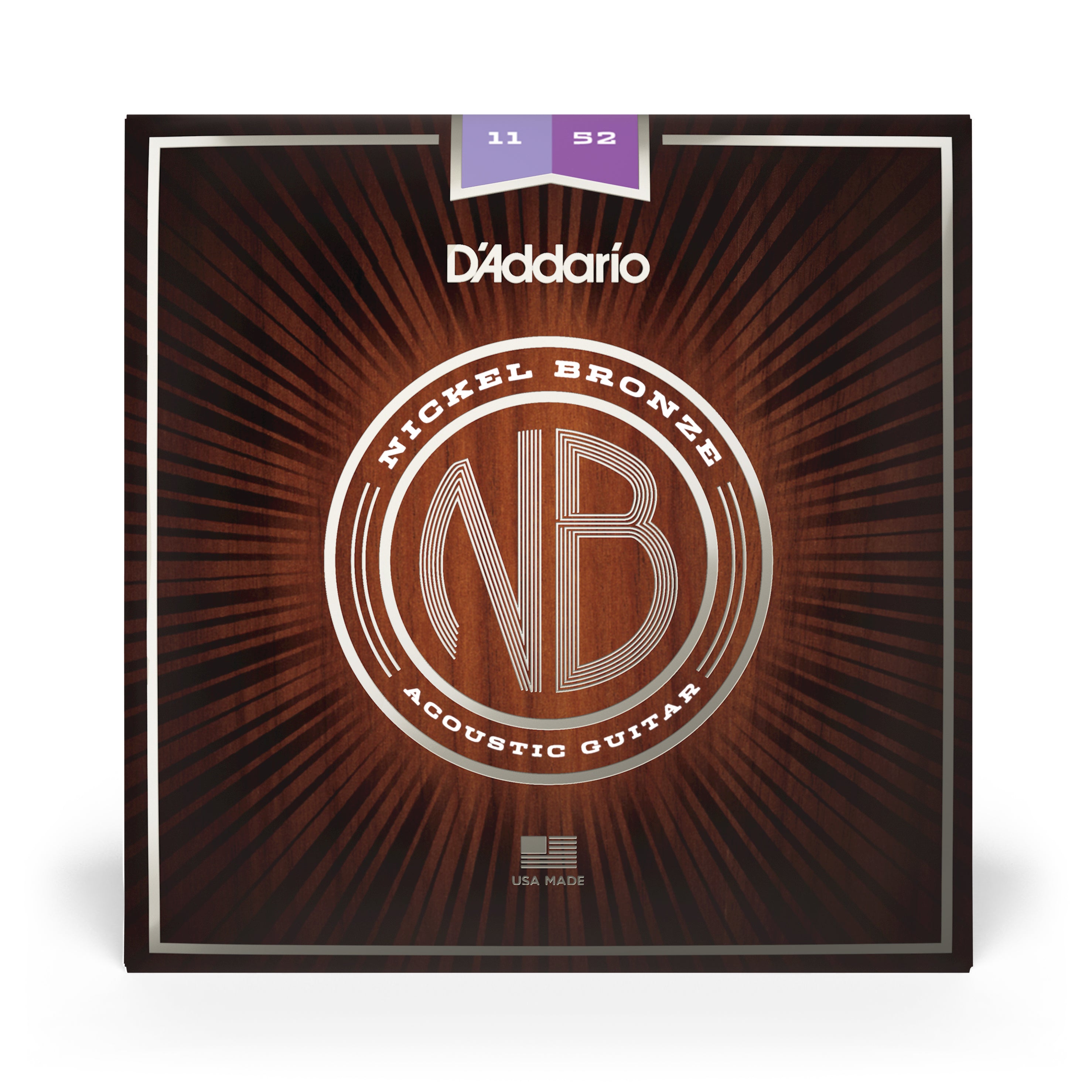 D'Addario Nickel Bronze 11-52 Acoustic Guitar Strings, Custom Light