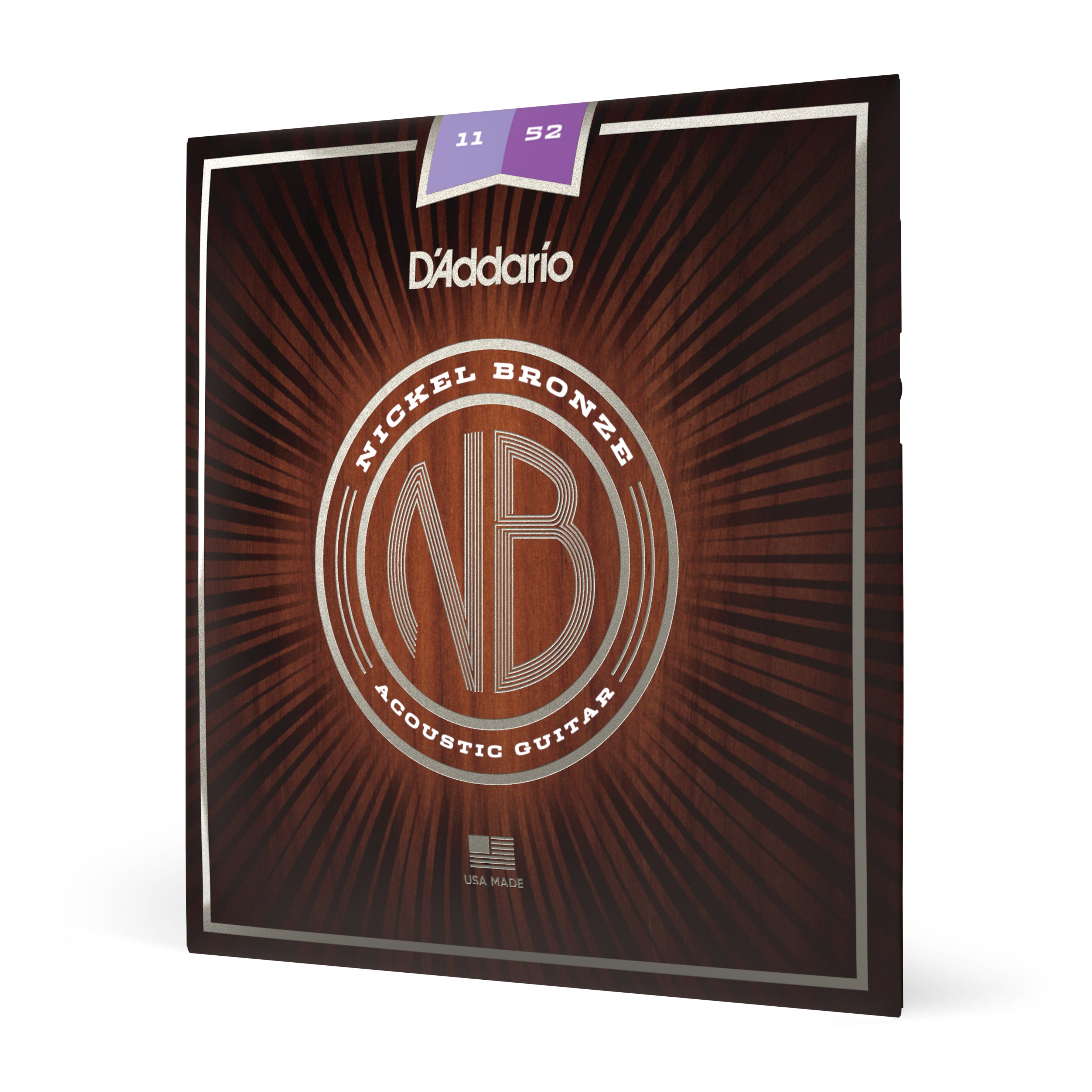 D'Addario Nickel Bronze 11-52 Acoustic Guitar Strings, Custom Light