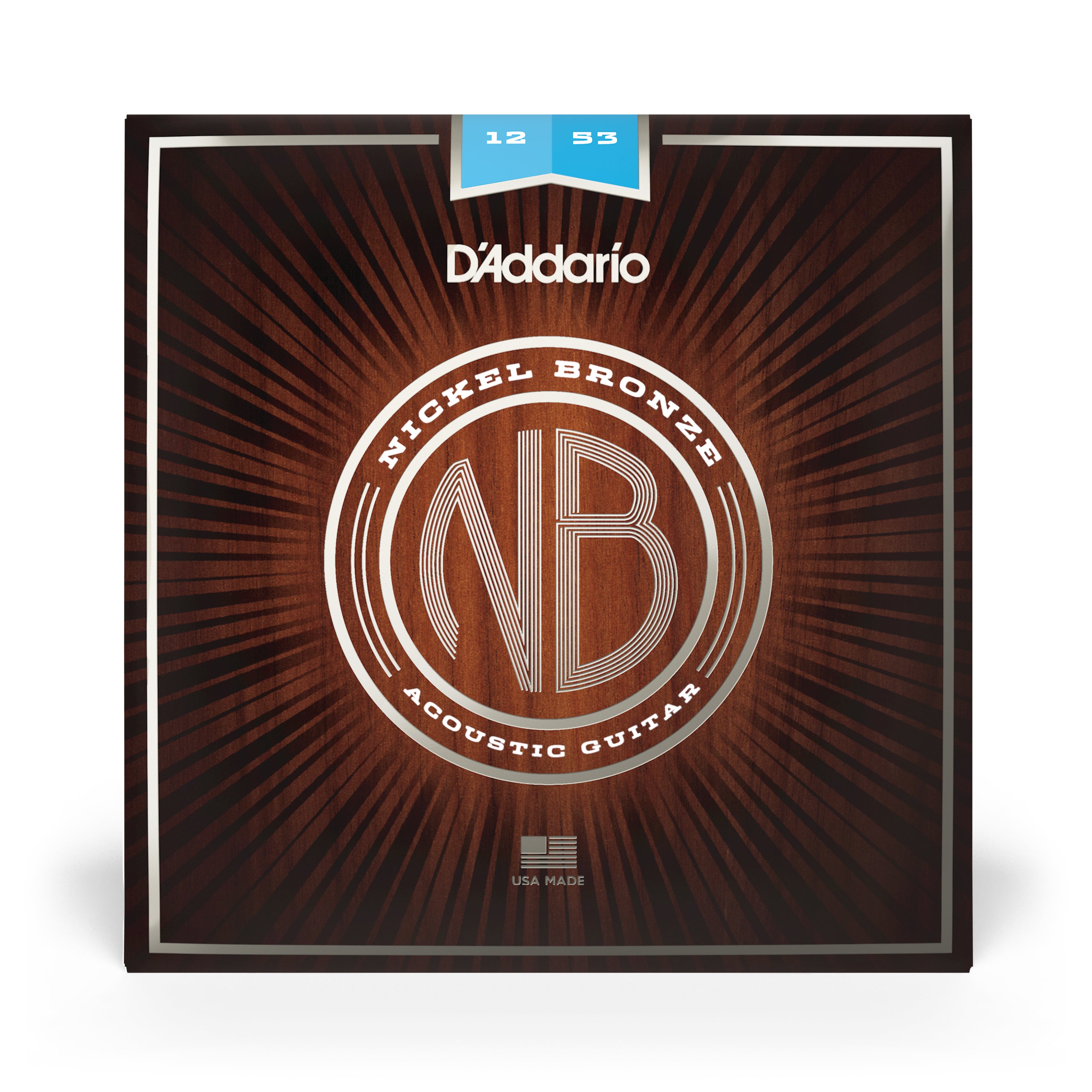 D'Addario Nickel Bronze 12-53 Acoustic Guitar Strings, Light