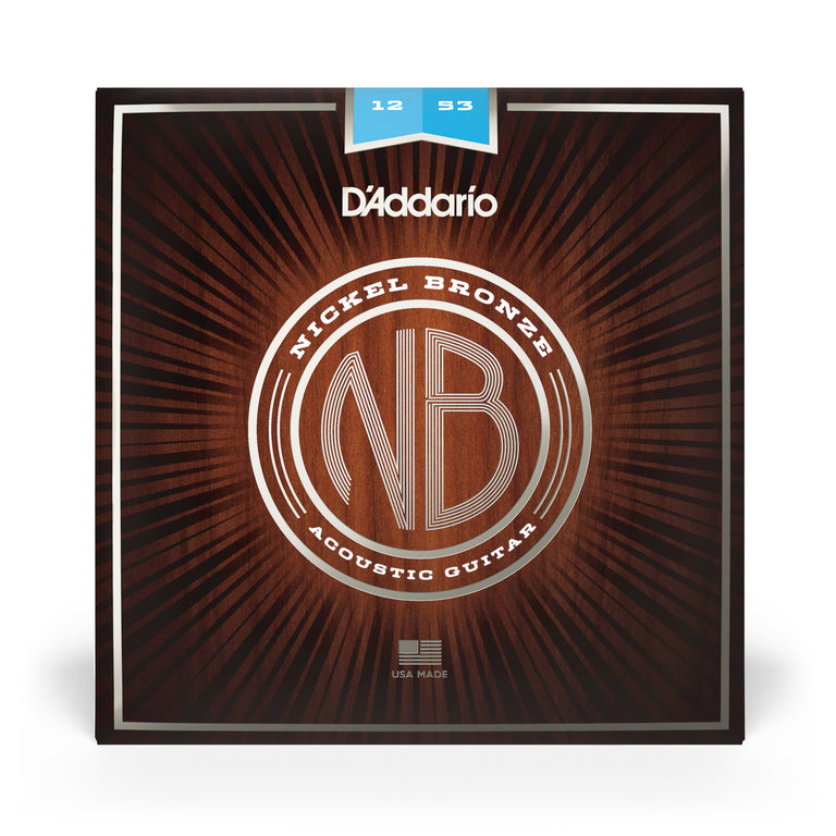 D'Addario Nickel Bronze 12-53 Acoustic Guitar Strings, Light
