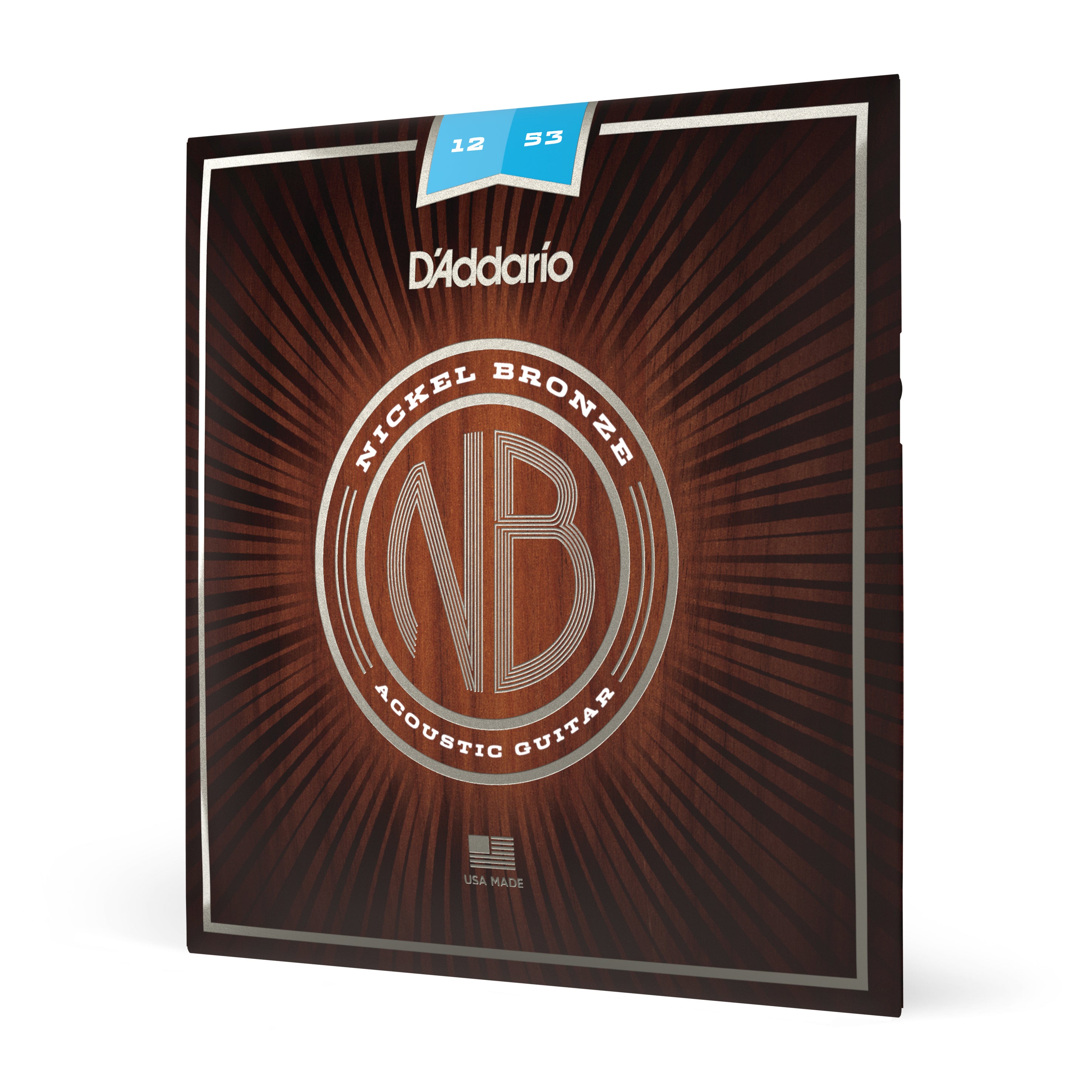 D'Addario Nickel Bronze 12-53 Acoustic Guitar Strings, Light
