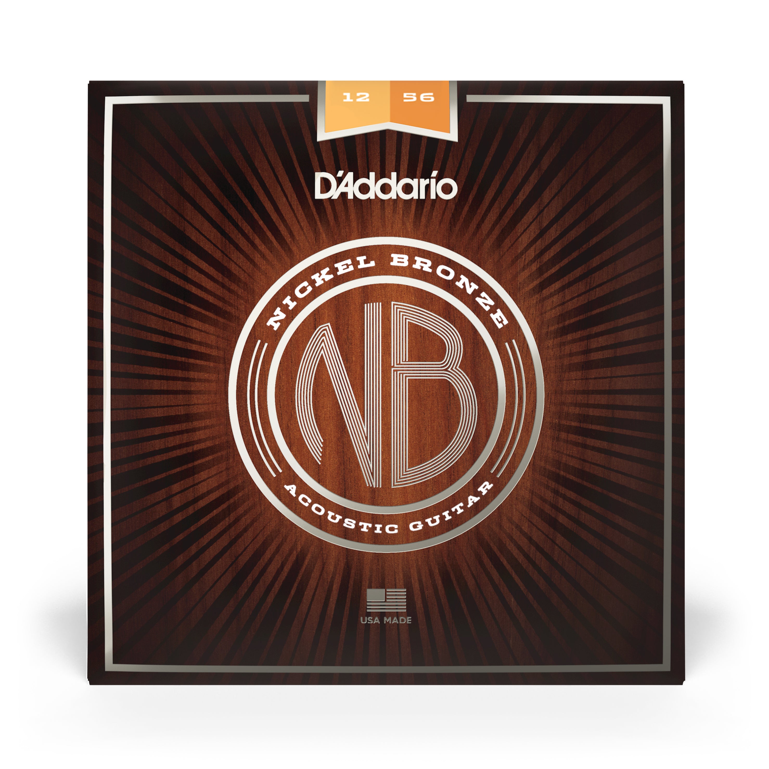 D'Addario Nickel Bronze 12-56 Acoustic Guitar Strings, Light-Medium