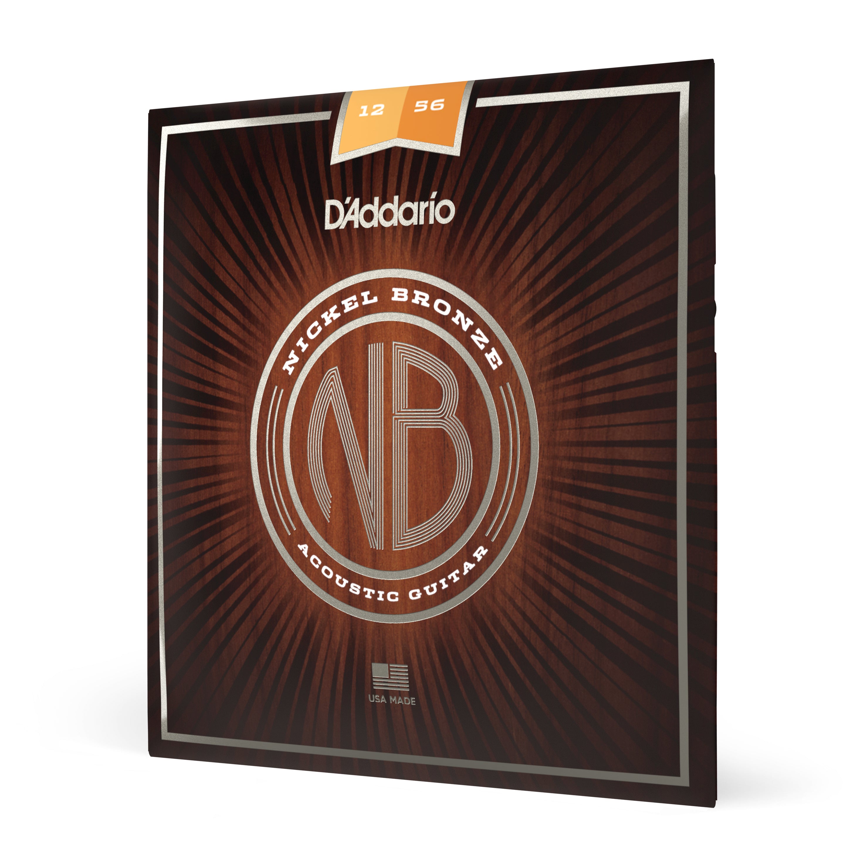 D'Addario Nickel Bronze 12-56 Acoustic Guitar Strings, Light-Medium