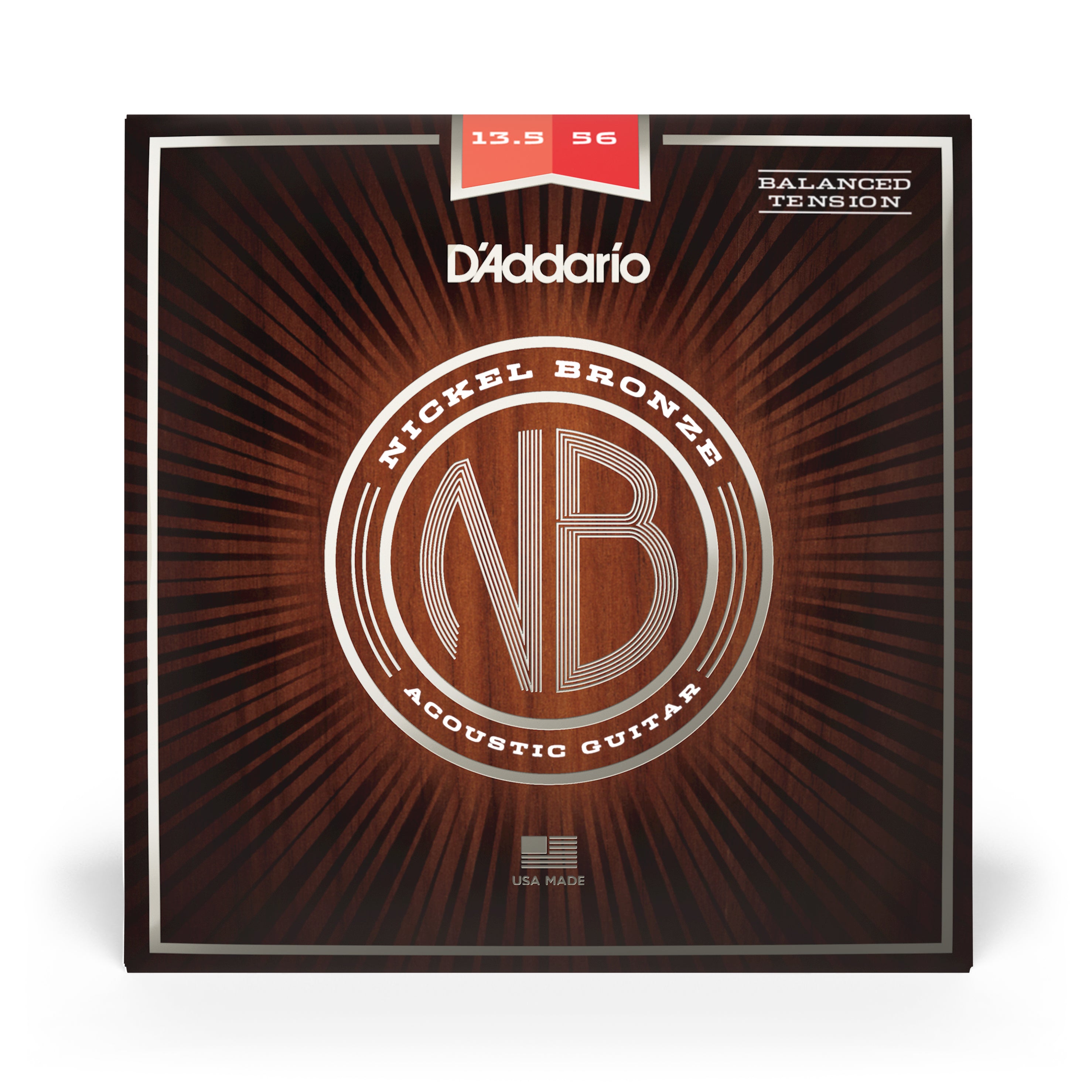 D'Addario Nickel Bronze 13.5-56 Acoustic Guitar Strings, Balanced Tension Medium
