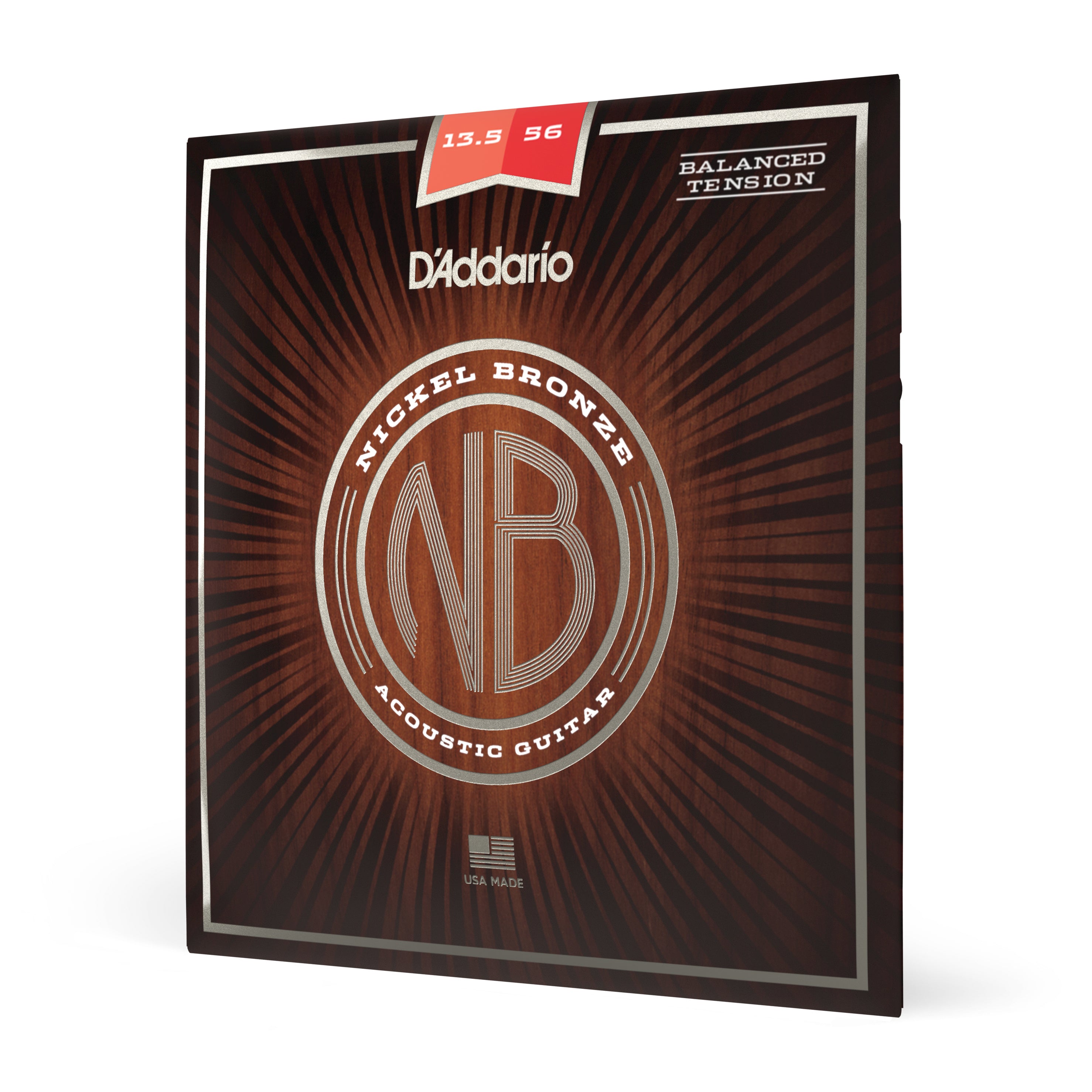 D'Addario Nickel Bronze 13.5-56 Acoustic Guitar Strings, Balanced Tension Medium
