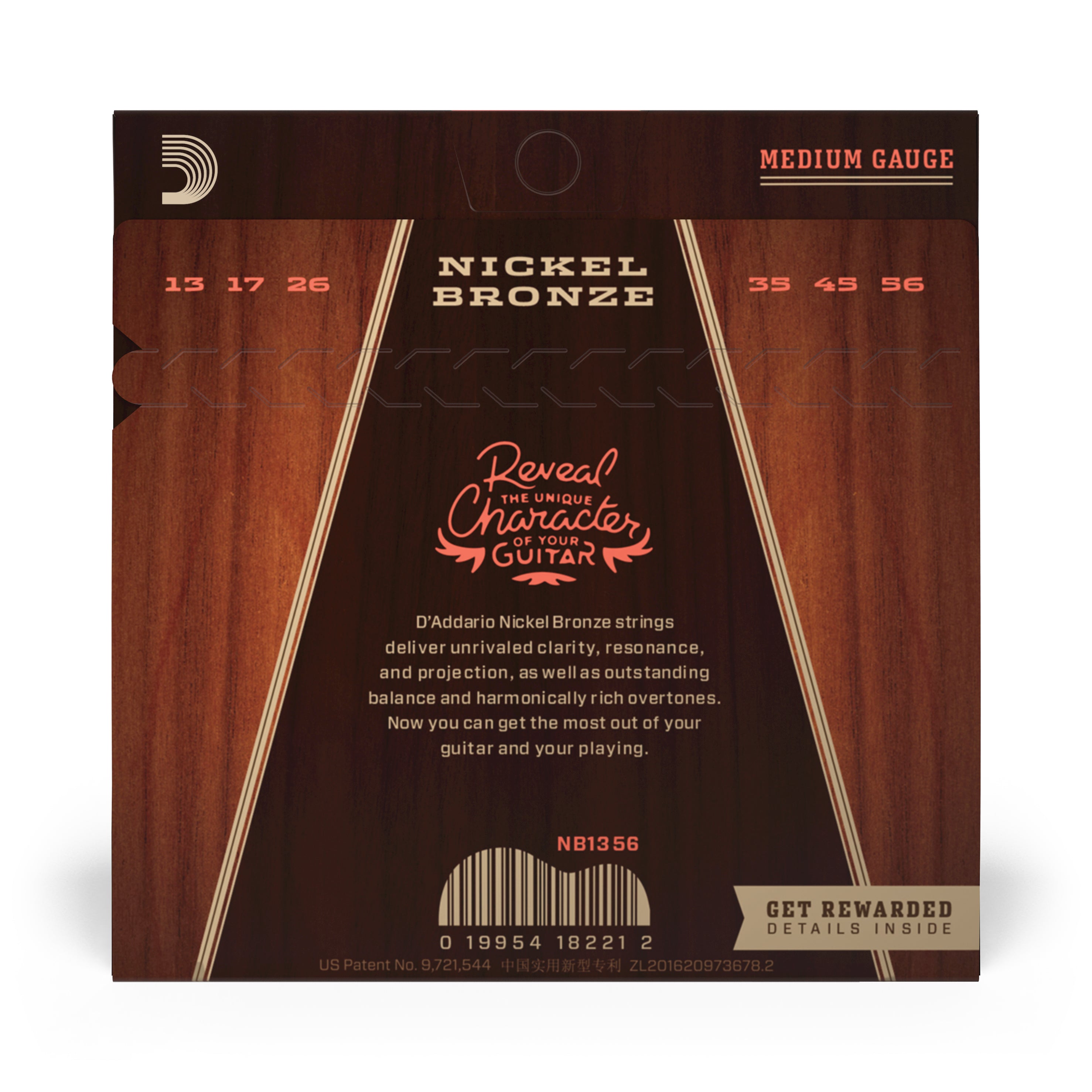 D'Addario Nickel Bronze 13-56 Acoustic Guitar Strings, Medium