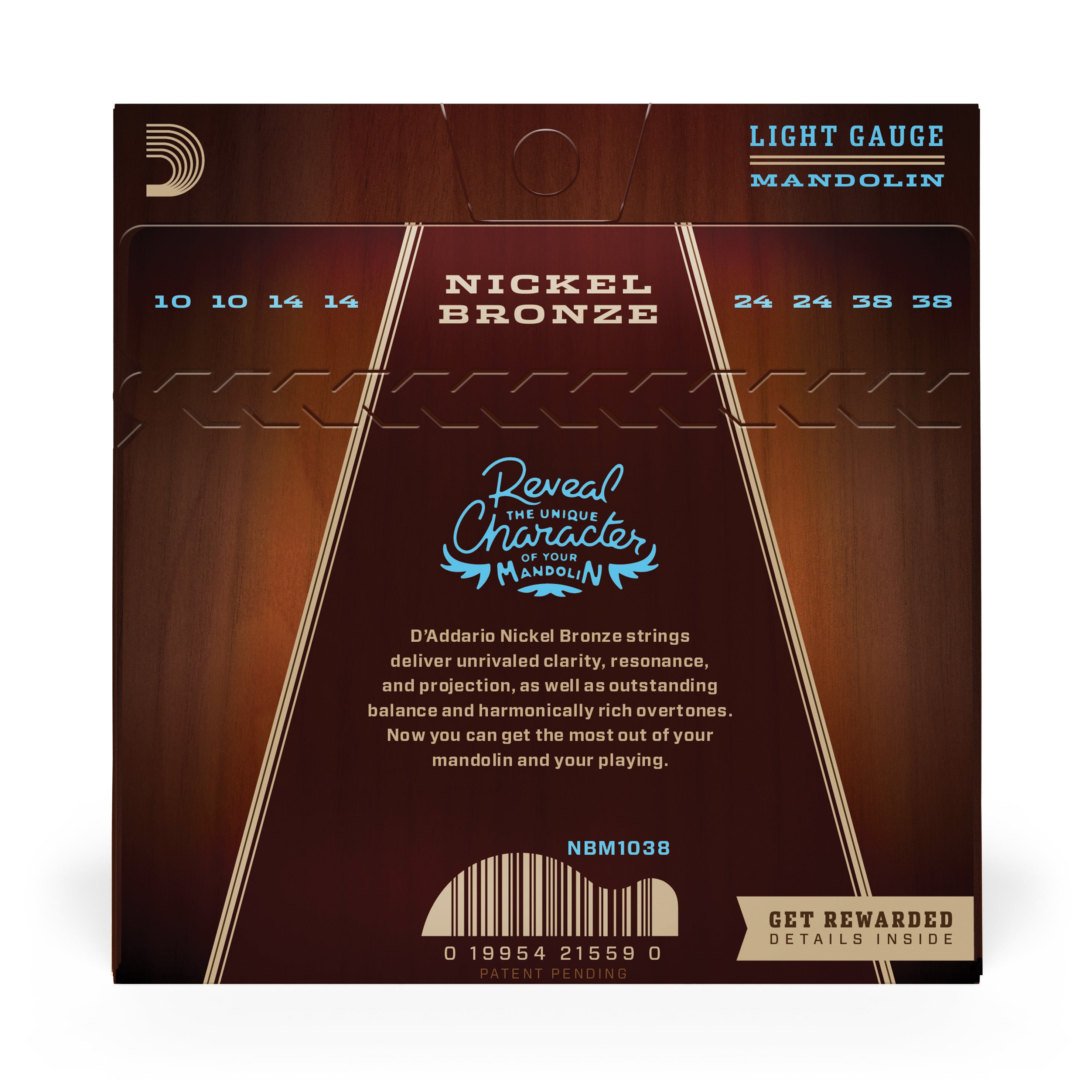 D'Addario Nickel Bronze Acoustic Mandolin Strings, 10-38 Light