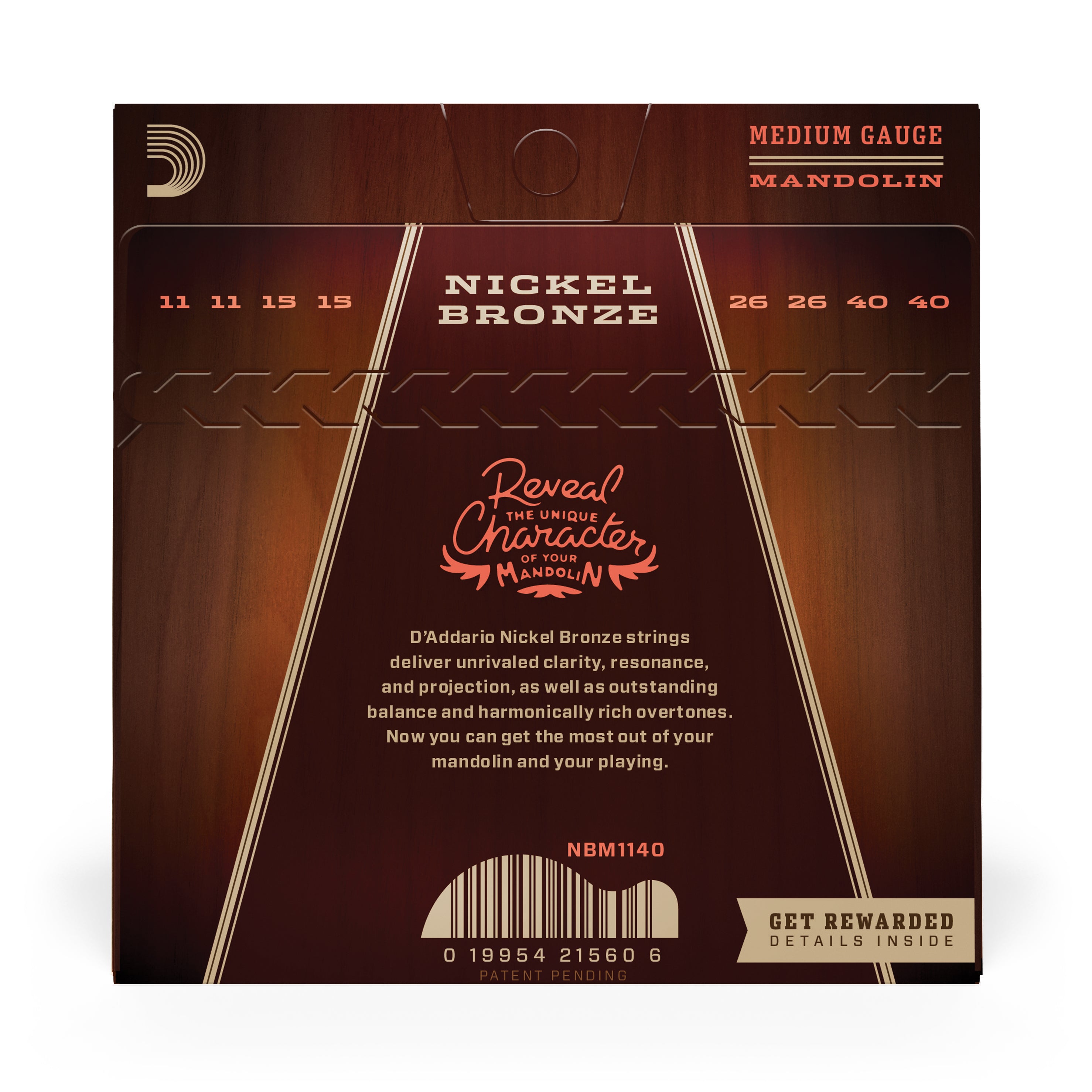 D'Addario Nickel Bronze Acoustic Mandolin Strings, 11-40 Medium