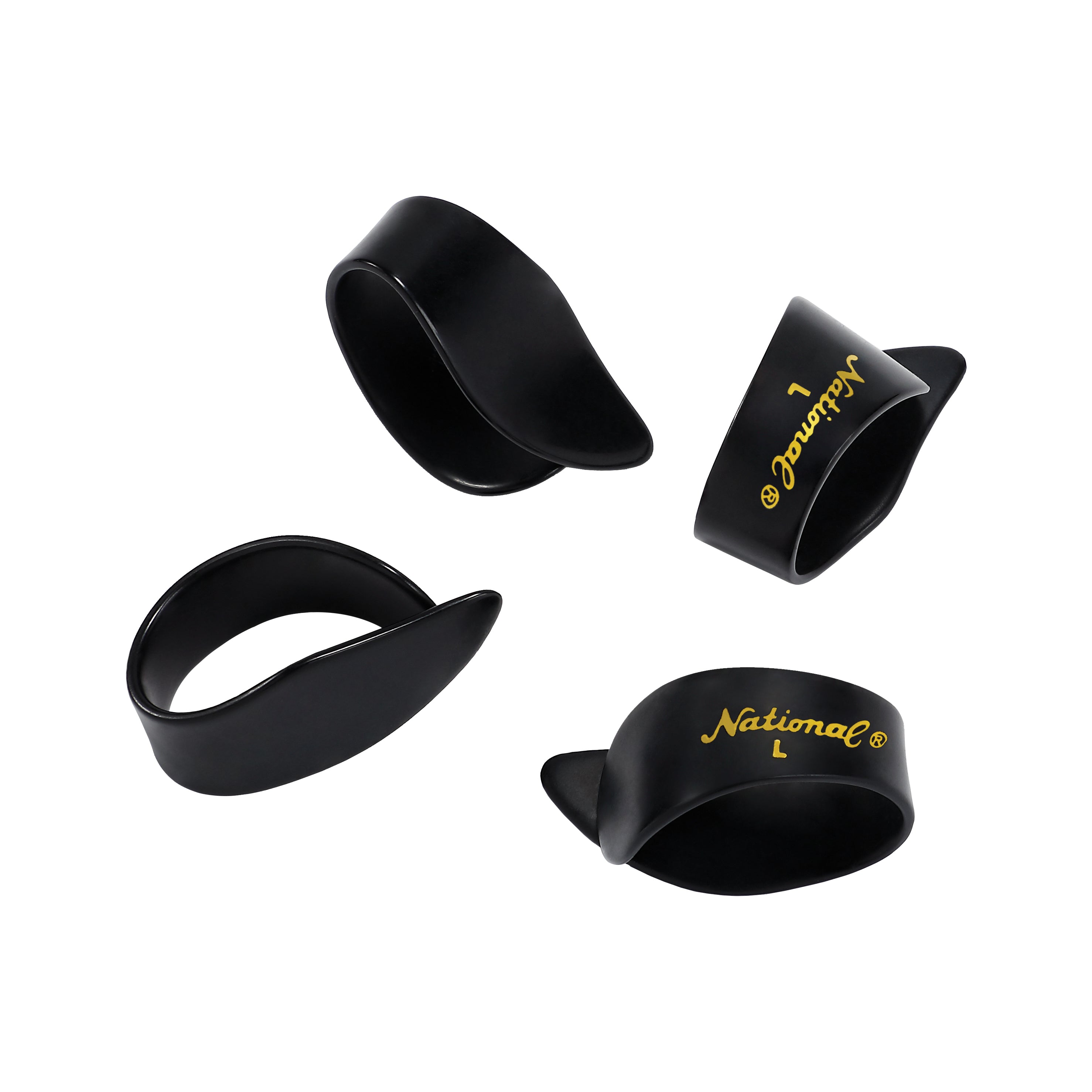 D'Addario NATIONAL Celluloid Large Thumb Picks, Black, 4-Pack