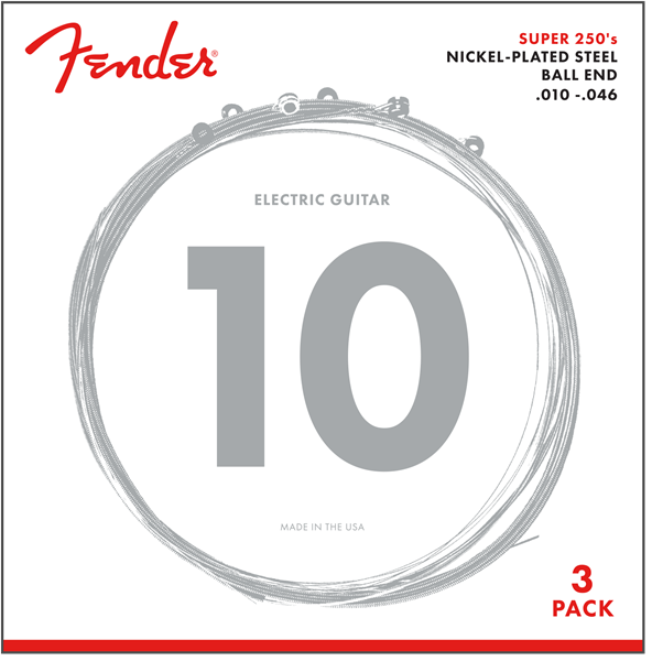Fender Super 250's Nickel Plated Steel 10-46 Electric Guitar Strings, 3-Pack