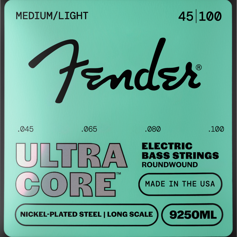 Fender 9250ML UltraCore Nickel Round Wound 45-100 Bass Guitar Strings, Long Scale