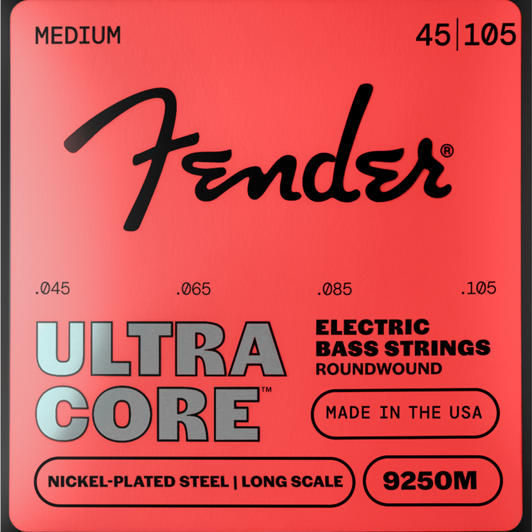 Fender 9250M UltraCore Nickel Round Wound 45-105 Bass Guitar Strings, Long Scale