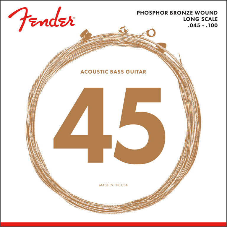 Fender Phosphor Bronze 45-100 Acoustic Bass Guitar Strings, Long Scale [8060]
