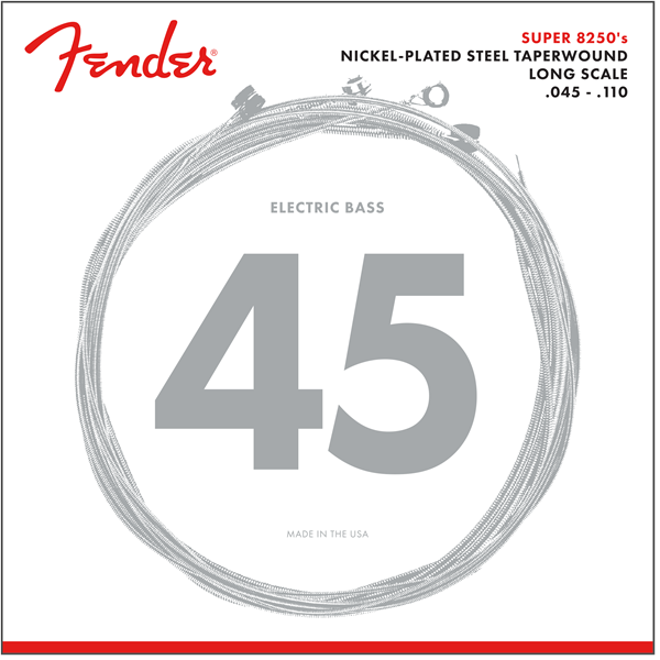 Fender Super Bass Nickel Wound 45-110 Bass Guitar Strings, Long Scale Tapered [8250M]