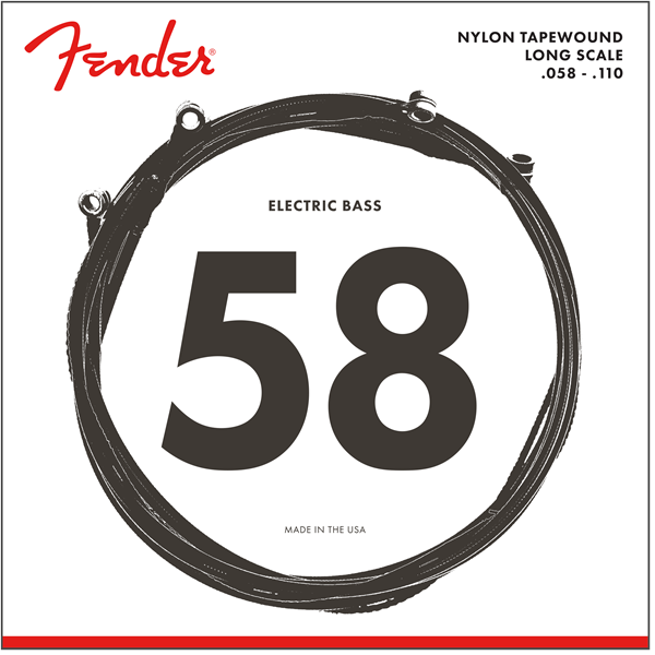 Fender Black Nylon Tapewound 58-110 Bass Guitar Strings, Long Scale [9120M]