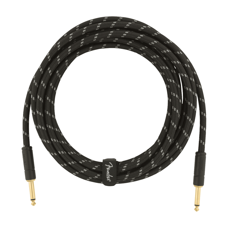 Fender Deluxe Series Black Tweed Instrument Cable, 15' (4.5m), Straight-Straight