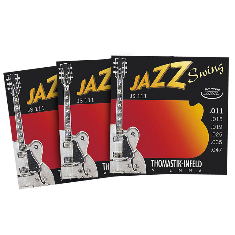 Thomastik-Infeld JS111 Jazz Swing Flat Wound 11-47 Electric Guitar Strings, 3-Pack