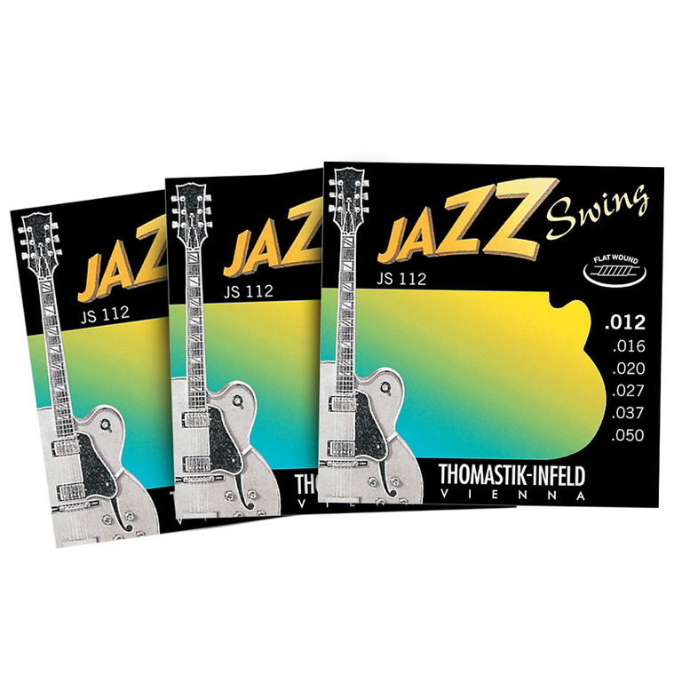 Thomastik-Infeld JS112 Jazz Swing Flat Wound 12-50 Electric Guitar Strings, 3-Pack