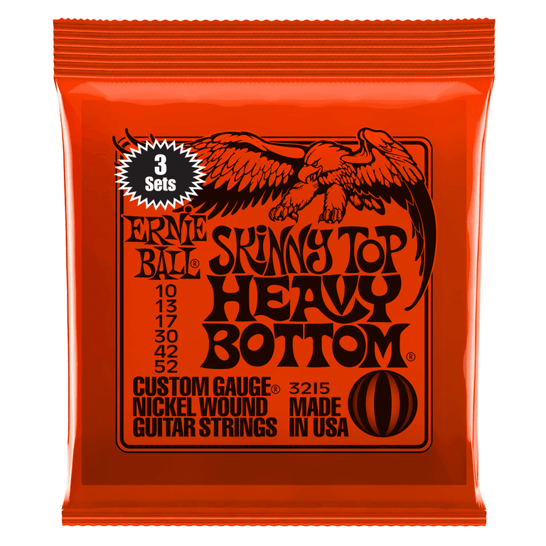 Ernie Ball 2215 Skinny Top Heavy Bottom Slinky 10-52 Electric Guitar Strings, 3-Pack