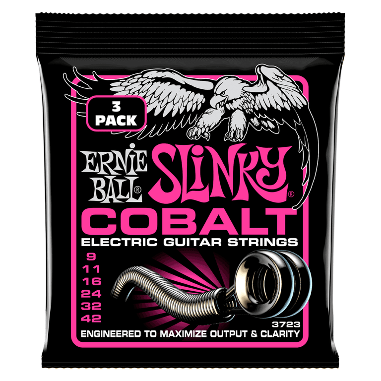 Ernie Ball Cobalt Super Slinky 9-42 Electric Guitar Strings, 3-Pack
