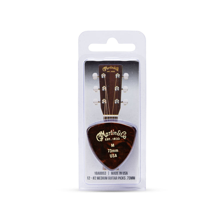 Martin Faux Tortoise Shell Triangle Guitar Plectrum 12-Pack, Medium