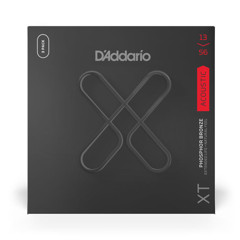 D'Addario XT Phosphor Bronze 13-56 Acoustic Guitar Strings, 3-Pack
