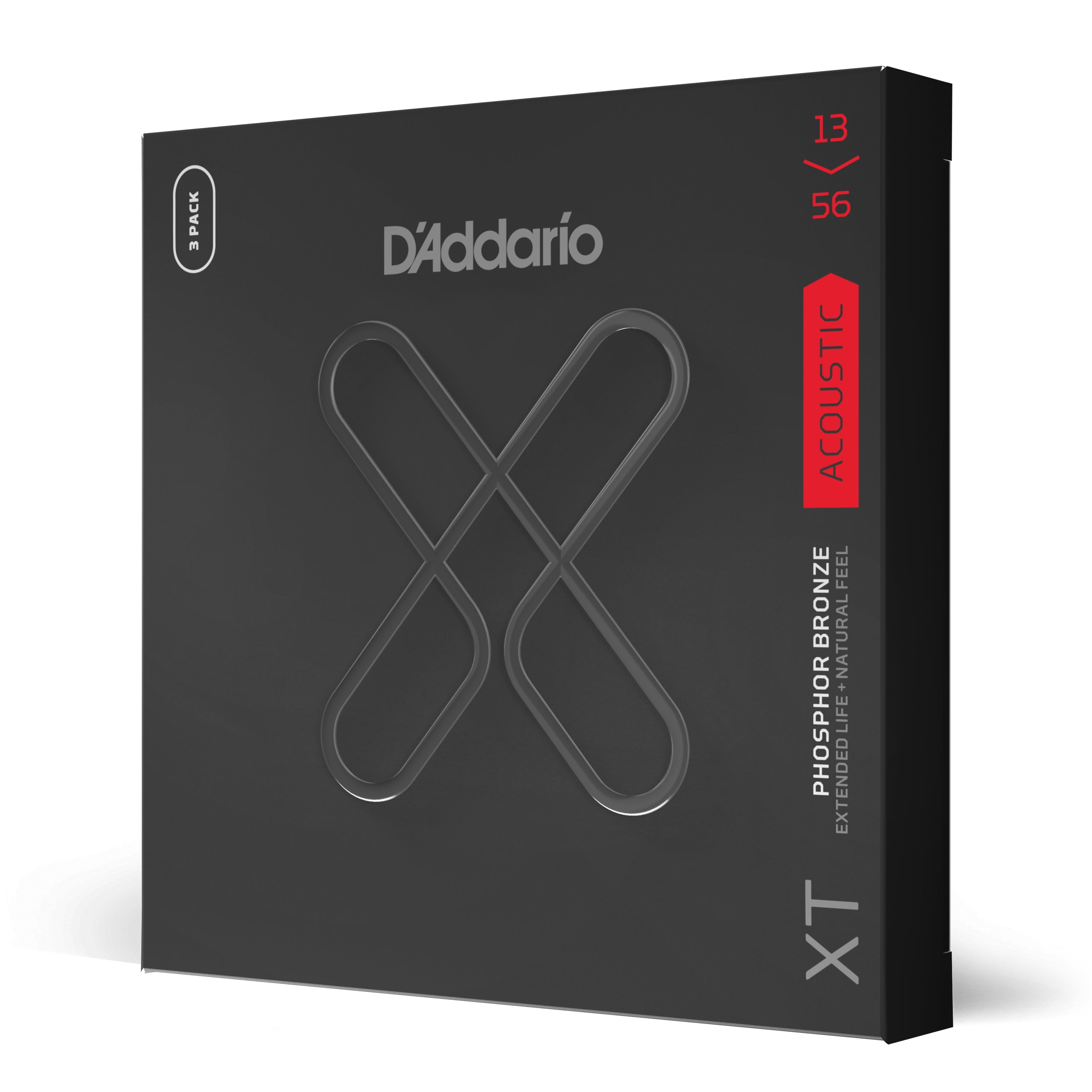 D'Addario XT Coated Phosphor Bronze 13-56 Acoustic Guitar Strings, 3-Pack