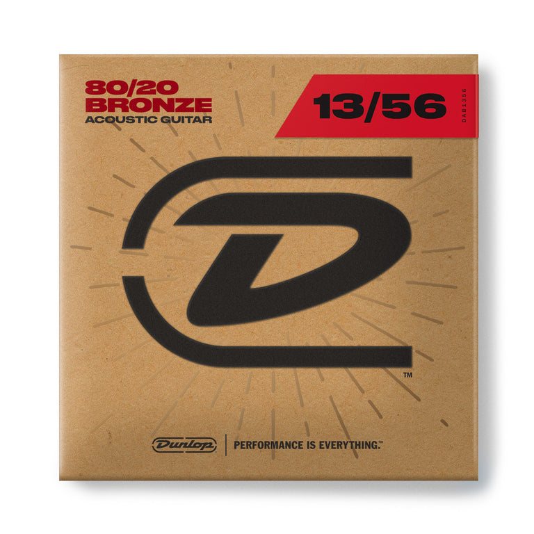 Jim Dunlop 80/20 Bronze 13-56 Acoustic Guitar Strings, Medium