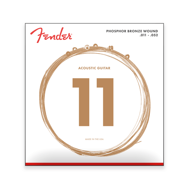 Fender 60CL Phosphor Bronze 11-52 Acoustic Guitar Strings, Custom Light