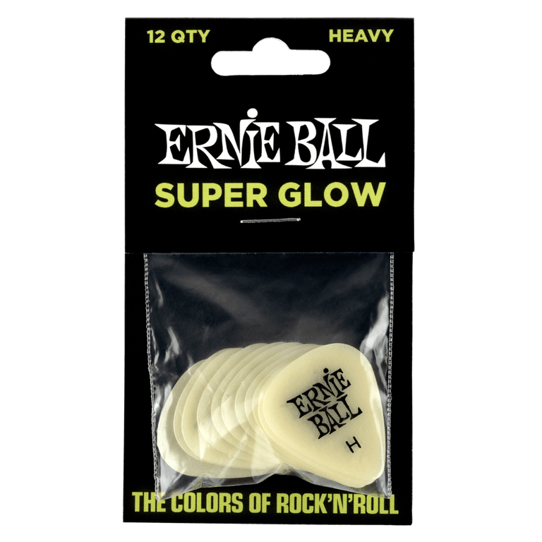 Ernie Ball Super Glow Cellulose Guitar Picks, Heavy, 12-Pack