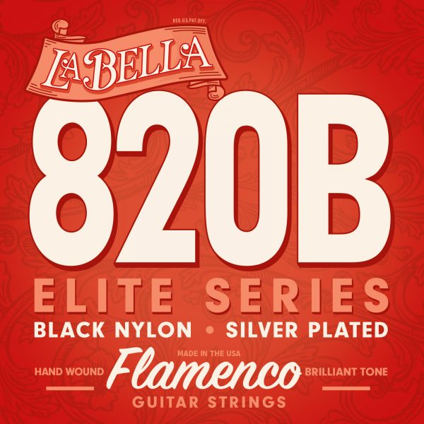 La Bella 820-B Elite Flamenco with Black Trebles Classical Guitar Strings Medium Tension