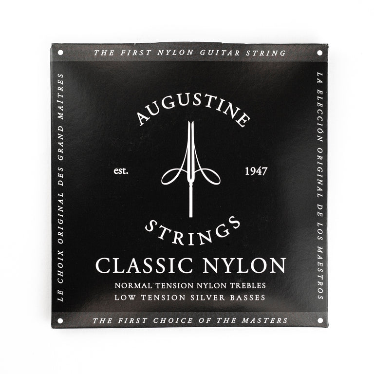Augustine Classic/Black Classical Guitar Strings, Regular Trebles / Low Tension Basses