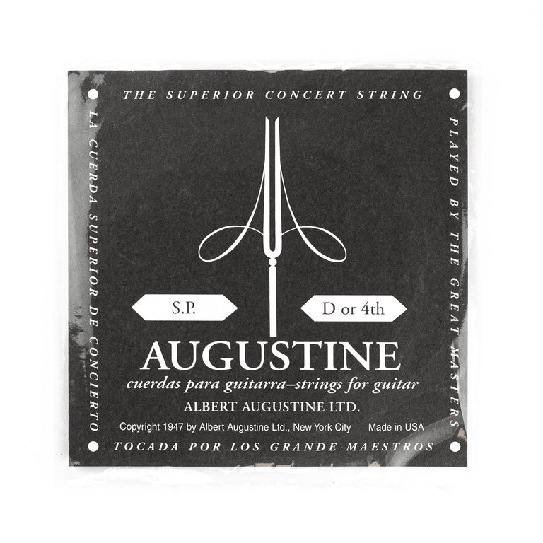 Augustine Classic/Black Silver-Wound D-4th (.0285) Classic Guitar Single String, Low Tension