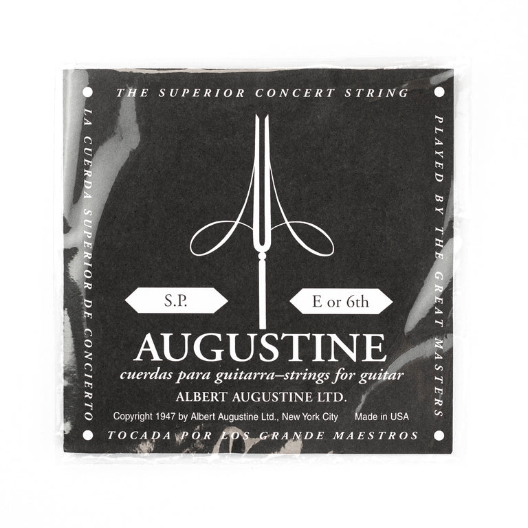 Augustine Classic/Black Silver-Wound E-6th (.0435) Classic Guitar Single String, Low Tension