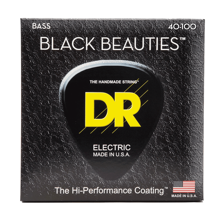 DR Strings BLACK BEAUTIES Stainless Steel 40-100 Bass Strings, Long Scale