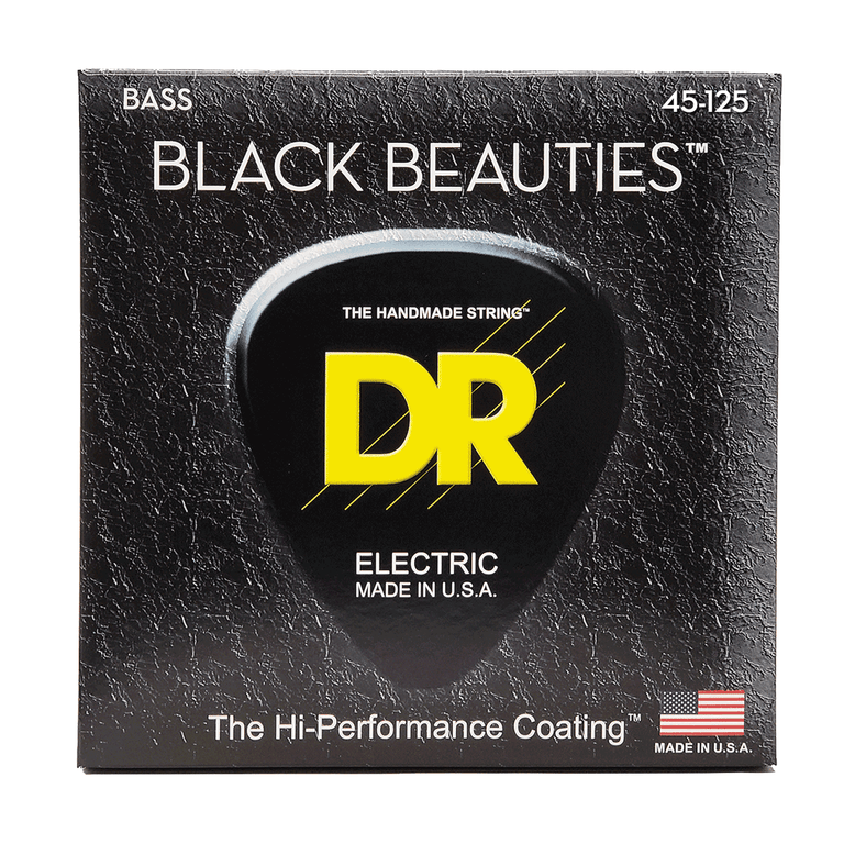 DR Strings BLACK BEAUTIES Stainless Steel 45-125 Bass Guitar Strings, 5-String, Long Scale